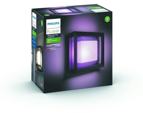 17438/30/P7 Hue WACA Econic venkovní přisazené LED svítidlo 15W 1150lm 2200-6500K RGB IP44 černá