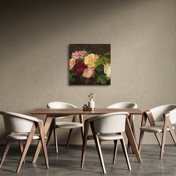 Obraz - Henri Fantin-Latour, Roses de Nice on a Table, reprodukce (30x30 cm)