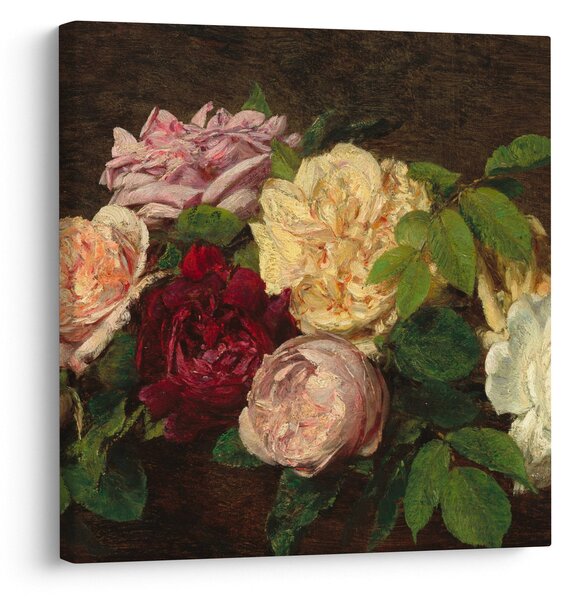Obraz - Henri Fantin-Latour, Roses de Nice on a Table, reprodukce (30x30 cm)