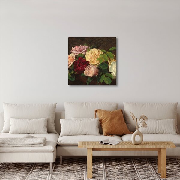 Obraz - Henri Fantin-Latour, Roses de Nice on a Table, reprodukce (30x30 cm)
