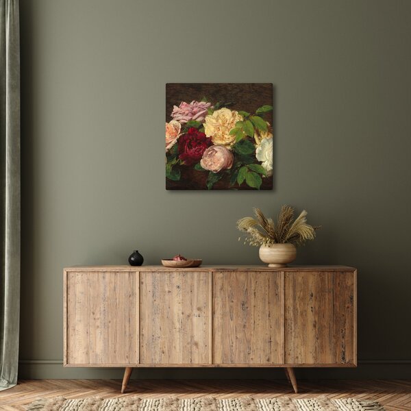 Obraz - Henri Fantin-Latour, Roses de Nice on a Table, reprodukce (30x30 cm)