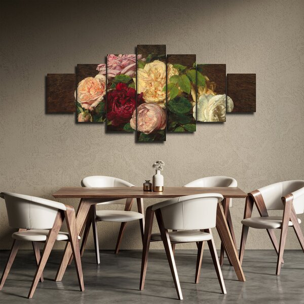 Obraz - Henri Fantin-Latour, Roses de Nice on a Table, reprodukce (210x100 cm)