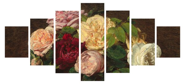 Obraz - Henri Fantin-Latour, Roses de Nice on a Table, reprodukce (210x100 cm)