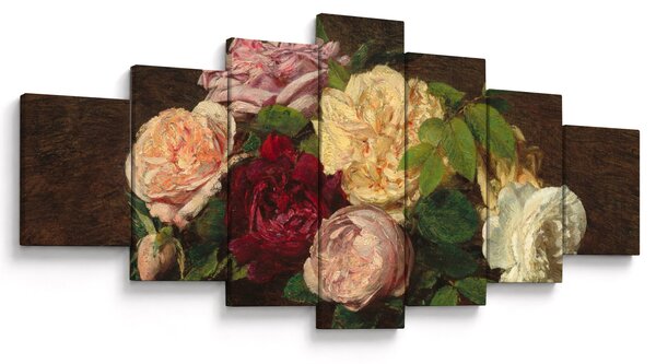 Obraz - Henri Fantin-Latour, Roses de Nice on a Table, reprodukce (210x100 cm)
