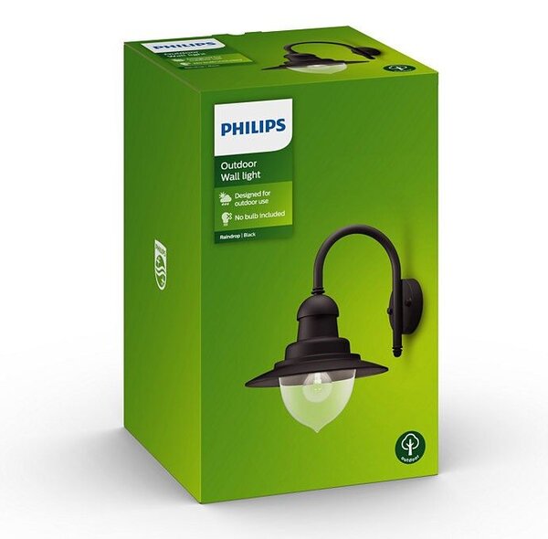 01652/30/PN Raindrop venkovní nástěnné svítidlo E27 1x60W bez zdroje IP44, černá