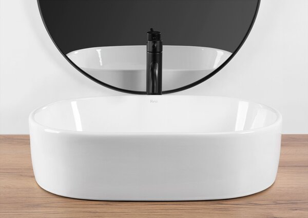 Rea Alma, umyvadlo na desku 570x360x150 mm, bílá lesklá, REA-U0600