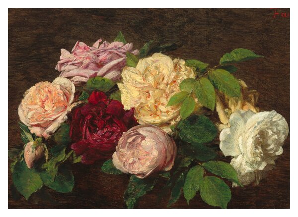 Obraz - Henri Fantin-Latour, Roses de Nice on a Table, reprodukce (70x50 cm)