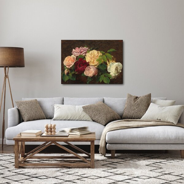 Obraz - Henri Fantin-Latour, Roses de Nice on a Table, reprodukce (70x50 cm)