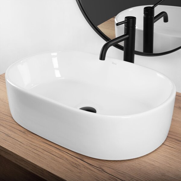Rea Alma, umyvadlo na desku 570x360x150 mm, bílá lesklá, REA-U0600