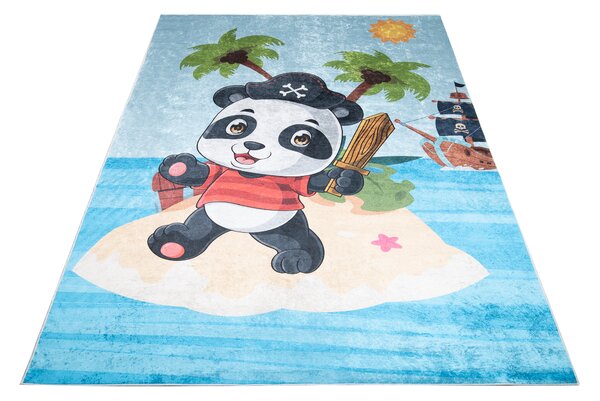 Chemex Dětský koberec Emma Kids - panda pirát - modrý Rozměr koberce: 80x150 cm