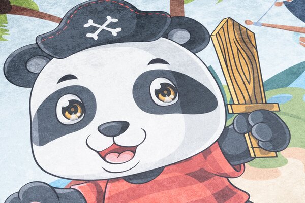 Chemex Dětský koberec Emma Kids - panda pirát - modrý Rozměr koberce: 80x150 cm