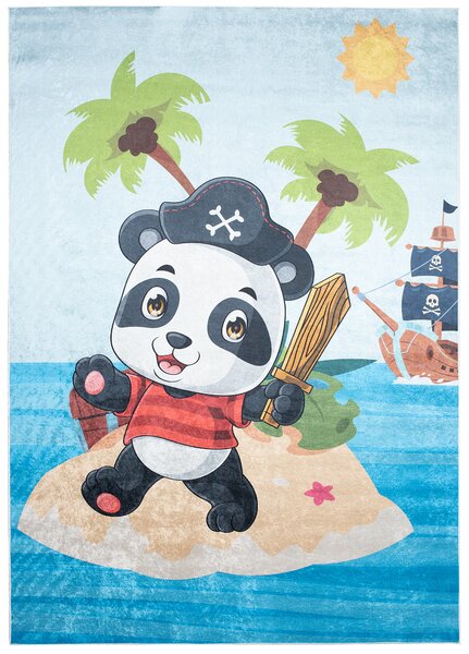 Chemex Dětský koberec Emma Kids - panda pirát - modrý Rozměr koberce: 80x150 cm