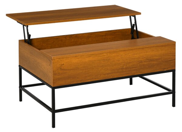 HOMCOM Zvedací konferenční stolek se skrytým úložným prostorem 90x60,5x45,5 cm Teak | Aosom