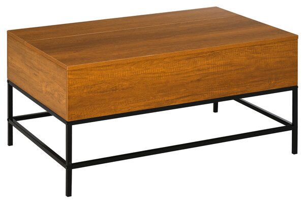 HOMCOM Zvedací konferenční stolek se skrytým úložným prostorem 90x60,5x45,5 cm Teak | Aosom