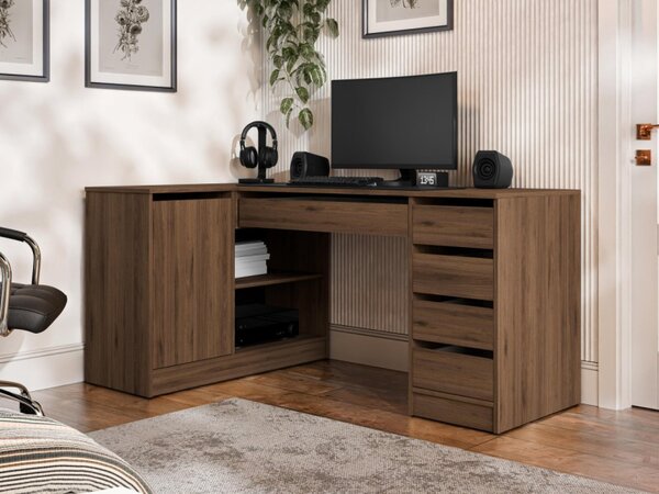 Rohový PC stůl Heron, Barvy: bíla / bílý lesk 5903211508738
