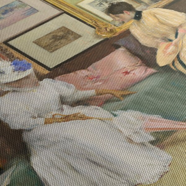 Obraz - William Merritt Chase, A Friendly Call, reprodukce (125x70 cm)