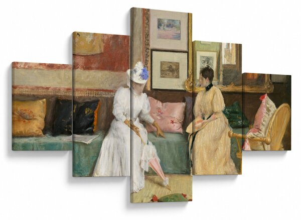 Obraz - William Merritt Chase, A Friendly Call, reprodukce (125x70 cm)
