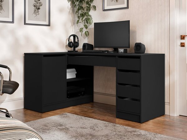 Rohový PC stůl Heron, Barvy: bíla / bílý lesk 5903211508738