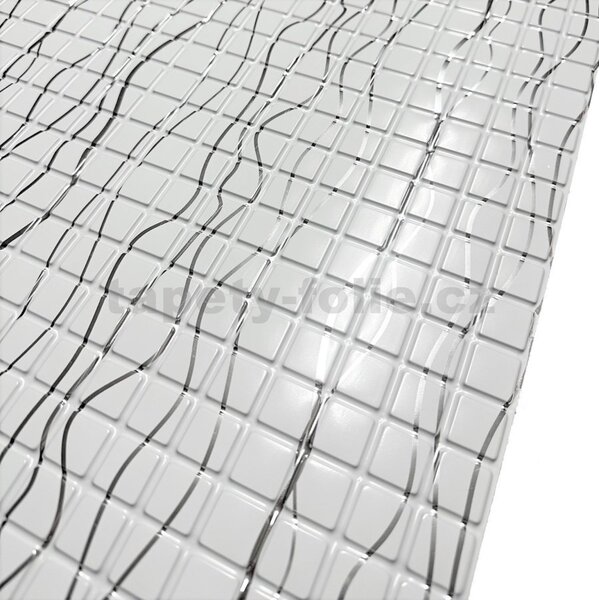 Obkladové panely 3D PVC TP10028315, rozměr 955 x 480 mm,mozaika bílá se stříbrnými vlnovkami, GRACE