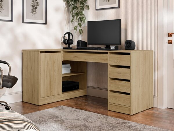 Rohový PC stůl Heron, Barvy: bíla / bílý lesk 5903211508738