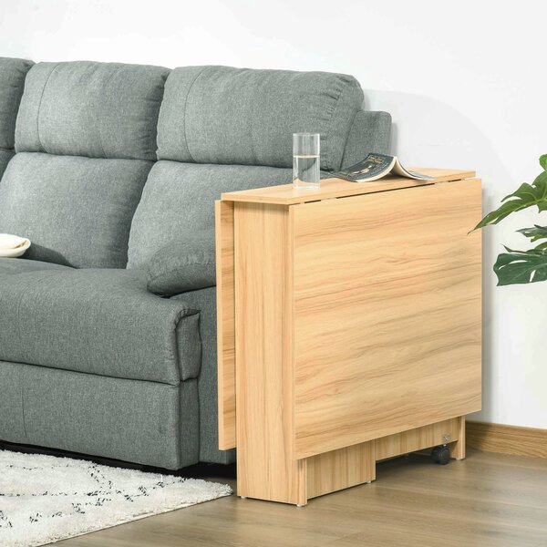 HOMCOM Skládací Jídelní Stůl s Kolečky a Sklopnými Křídly pro 4-6 Osob 80x140x74cm Přirozené Dřevo | Aosom