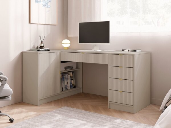 Rohový PC stůl Razimo, Barvy: bílý velvet 5903211508806