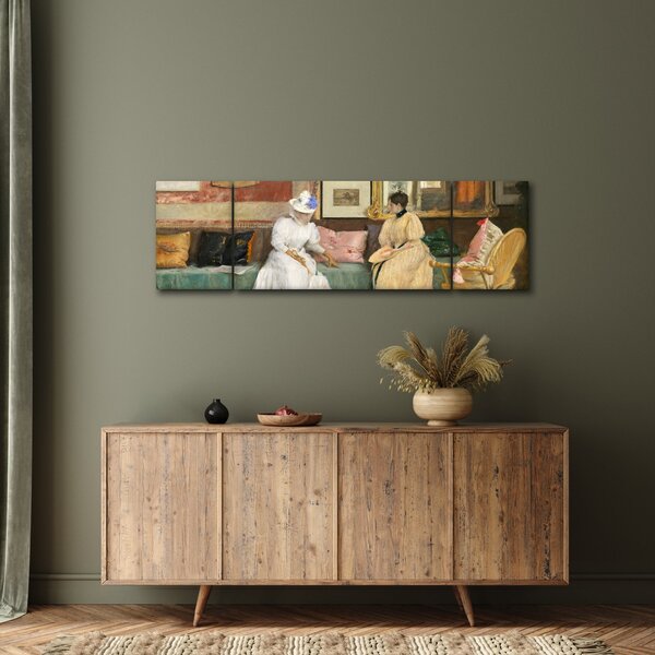 Obraz - William Merritt Chase, A Friendly Call, reprodukce (170x50 cm)