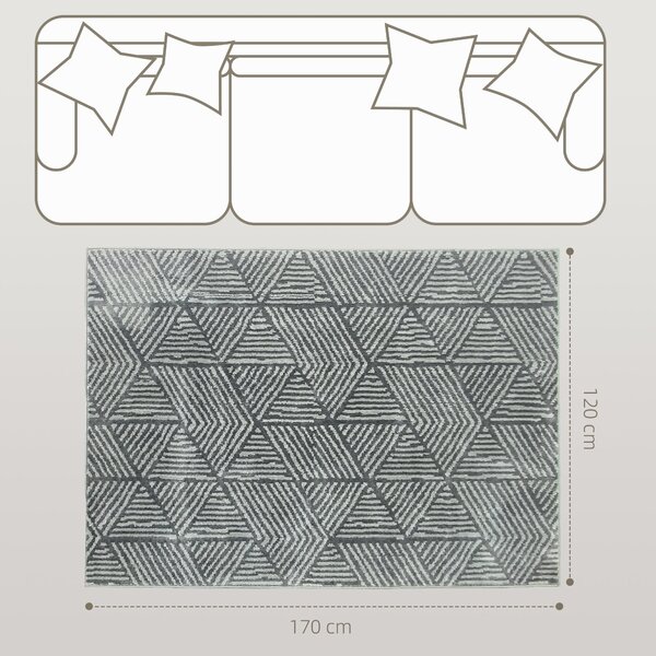 HOMCOM Koberec do obývacího pokoje 170x120 cm Pratelný geometrický koberec pro obývací pokoj, ložnici a jídelnu Tmavě šedý | Aosom