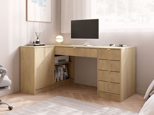 Rohový PC stůl Razimo, Barvy: bílý velvet 5903211508806
