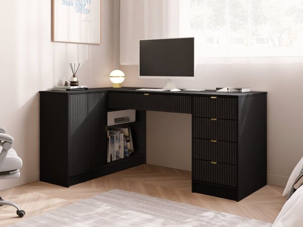 Rohový PC stůl Razimo, Barvy: bílý velvet 5903211508806