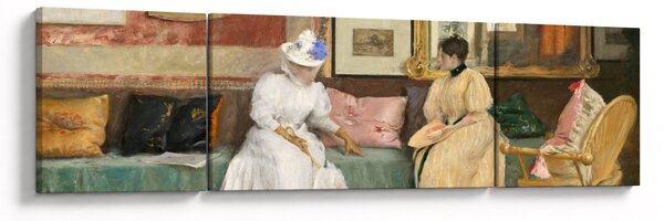 Obraz - William Merritt Chase, A Friendly Call, reprodukce (170x50 cm)