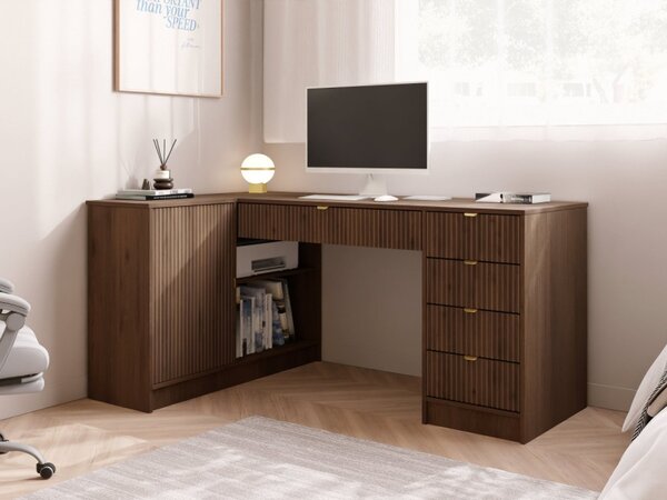 Rohový PC stůl Razimo, Barvy: bílý velvet 5903211508806
