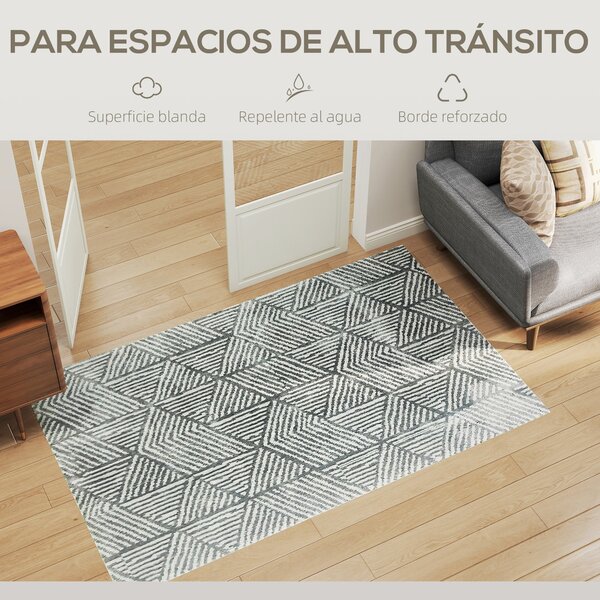 HOMCOM Koberec do obývacího pokoje 170x120 cm Pratelný geometrický koberec pro obývací pokoj, ložnici a jídelnu Tmavě šedý | Aosom