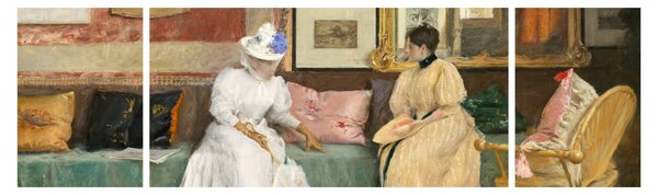 Obraz - William Merritt Chase, A Friendly Call, reprodukce (170x50 cm)