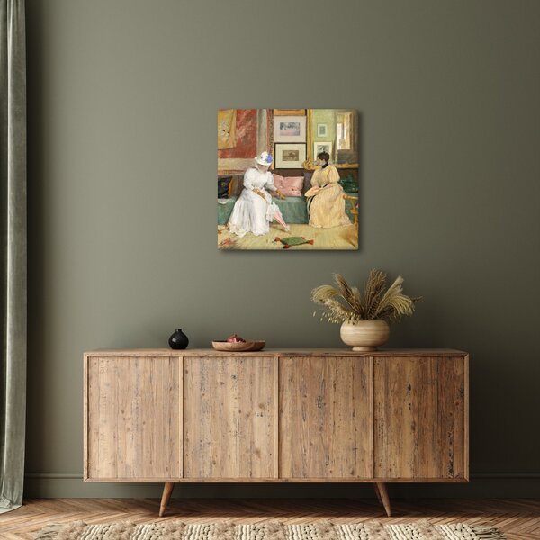 Obraz - William Merritt Chase, A Friendly Call, reprodukce (30x30 cm)