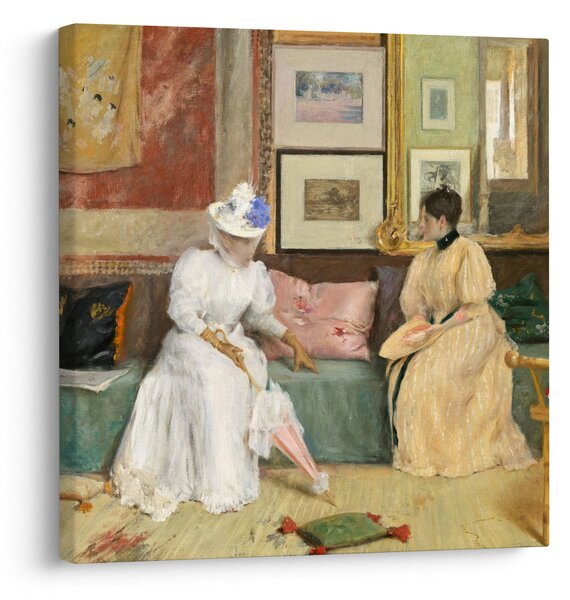Obraz - William Merritt Chase, A Friendly Call, reprodukce (30x30 cm)