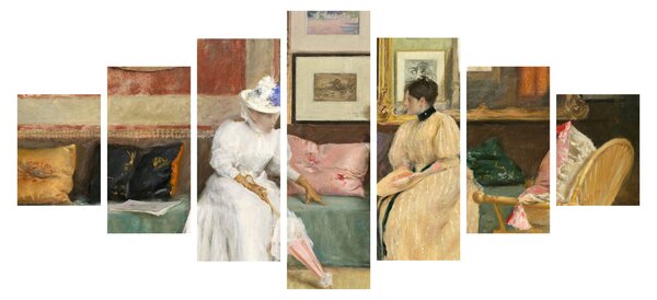 Obraz - William Merritt Chase, A Friendly Call, reprodukce (210x100 cm)