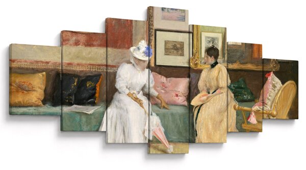 Obraz - William Merritt Chase, A Friendly Call, reprodukce (210x100 cm)