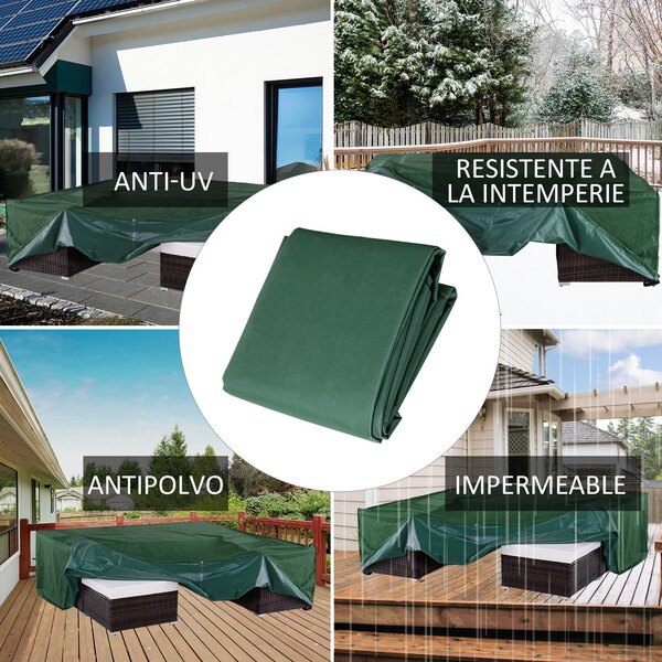 Ochranný obal na zahradní nábytek Outsunny 222x155x67 cm, voděodolný, UV-odolný, prachuvzdorný, ochranný obal na terasu a patio, tmavě zelená | Aosom