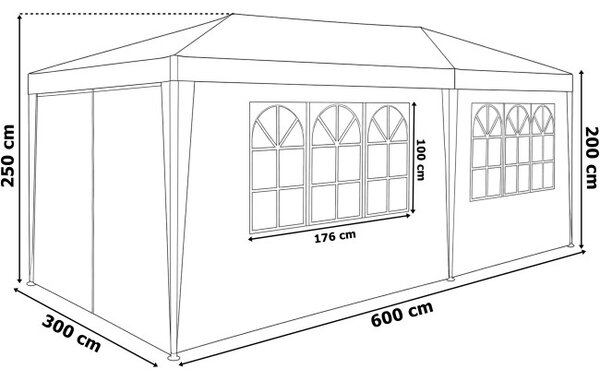 Zahradní párty stan TENO bílý 3x6 m