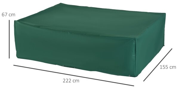 Ochranný obal na zahradní nábytek Outsunny 222x155x67 cm, voděodolný, UV-odolný, prachuvzdorný, ochranný obal na terasu a patio, tmavě zelená | Aosom