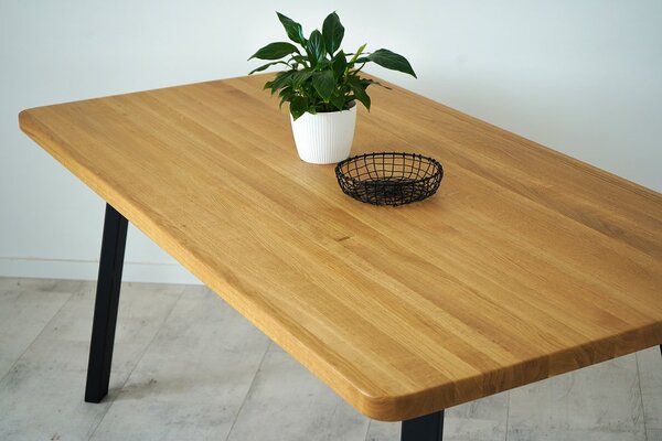 Jídelní stůl s masivní dubovou deskou Convex 1400 x 900 mm