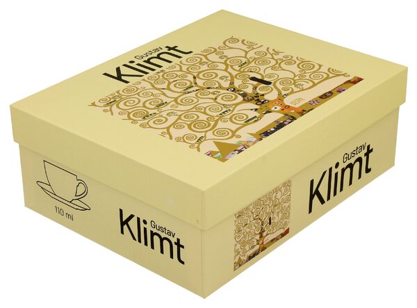 Porcelánový šálek s podšálkem Klimt Ecru Tree Of Life 90 ml sada 2ks