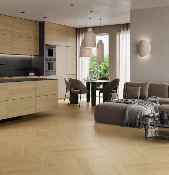 Vynilová SPC podlaha Barlinek Next Step Herringbone - Cream Oak