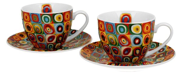 Porcelánový šálek s podšálkem Kandinskij Squares 270 ml sada 2ks