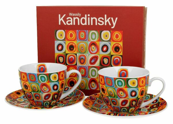 Porcelánový šálek s podšálkem Kandinskij Squares 270 ml sada 2ks