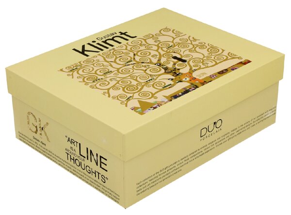 Porcelánový šálek s podšálkem Klimt Ecru Tree Of Life 90 ml sada 2ks