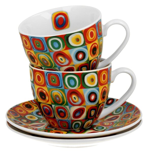 Porcelánový šálek s podšálkem Kandinskij Squares 270 ml sada 2ks
