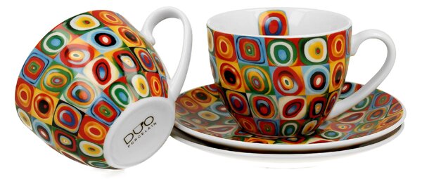 Porcelánový šálek s podšálkem Kandinskij Squares 270 ml sada 2ks