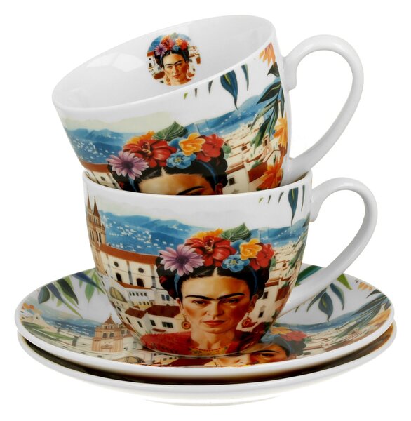 Porcelánový šálek s podšálkem Mexican Art Frida 270 ml sada 2ks